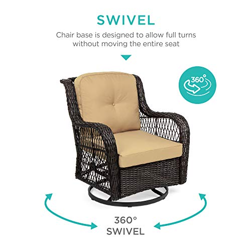 3-Piece Outdoor Wicker Patio Bistro Set with Swivel Rocking Chairs and Side Table Z46266