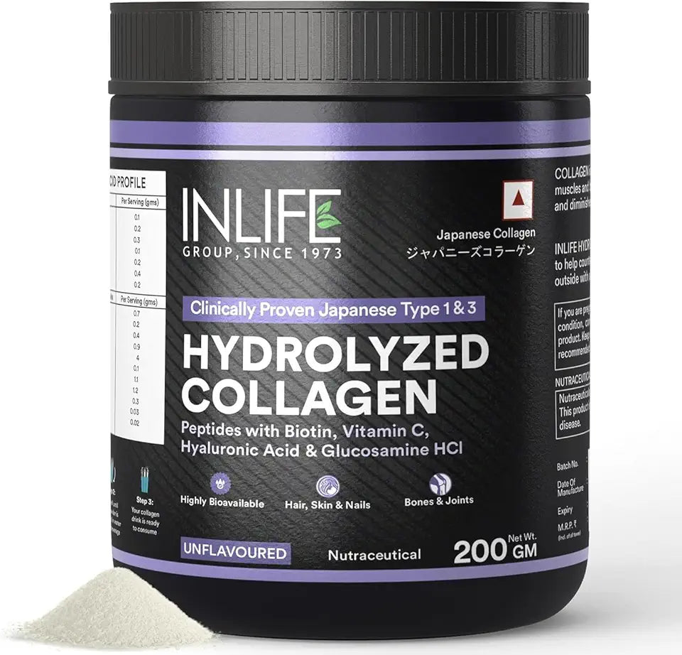 Hydrolyzed Collagen Peptides Powder Type 1 & 3 200g L579