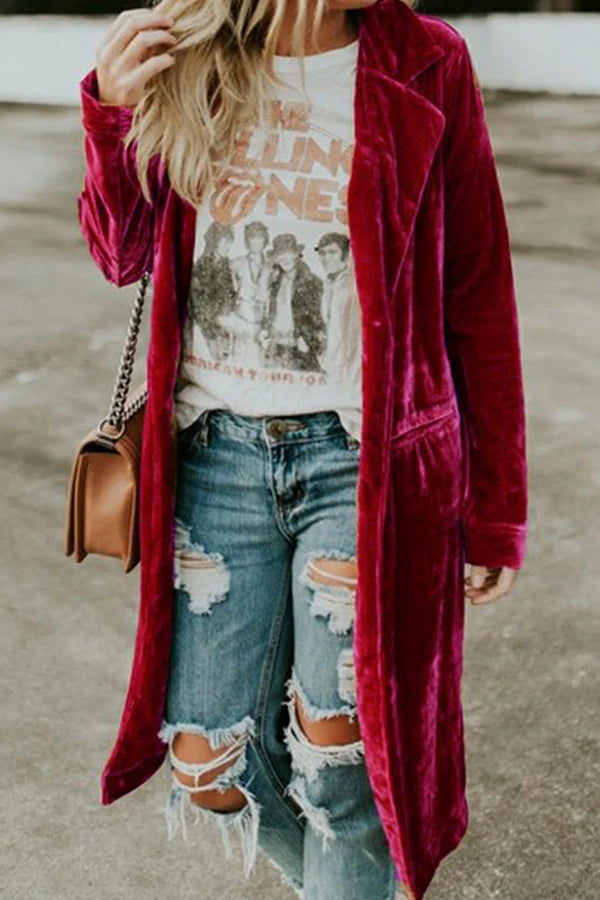 Casual Solid Button Turn-back Collar Outerwear A5361