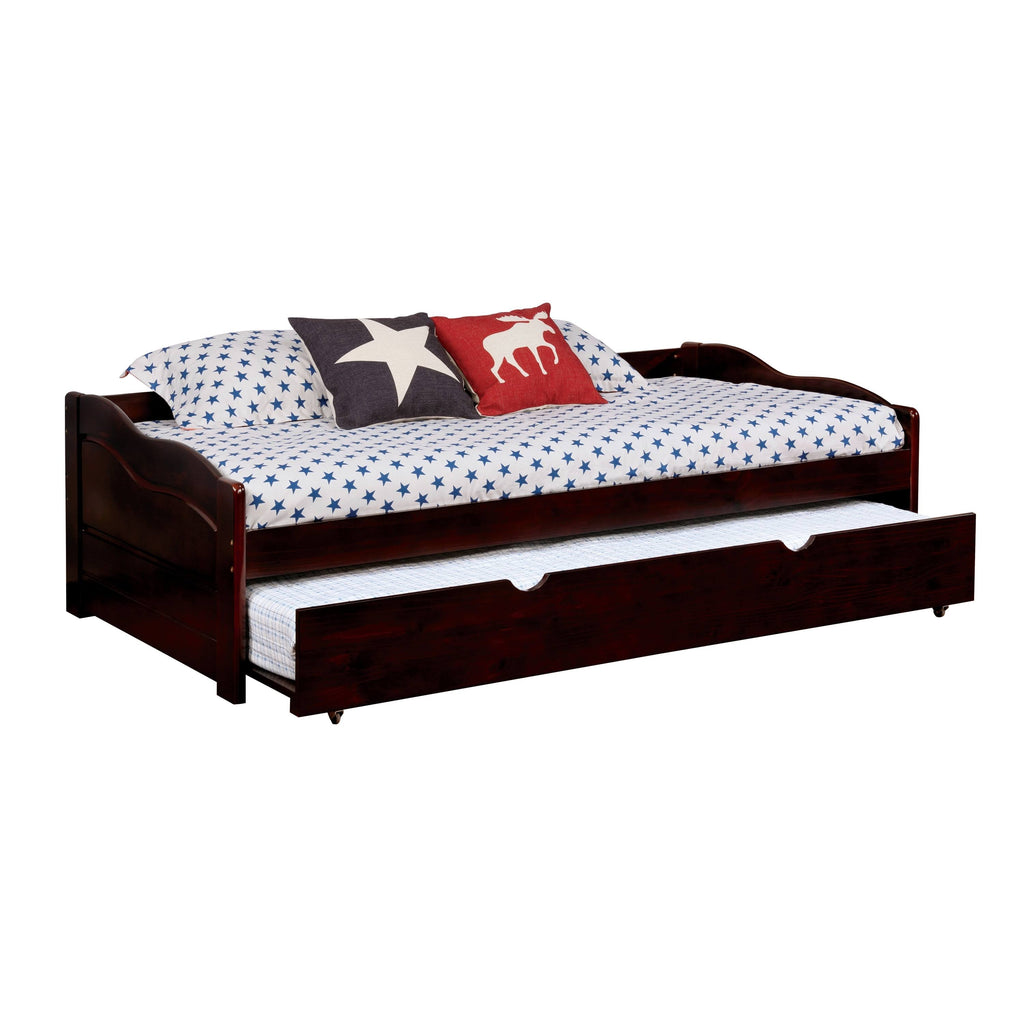 Brown Twin Wooden Daybed with Trundle S58707