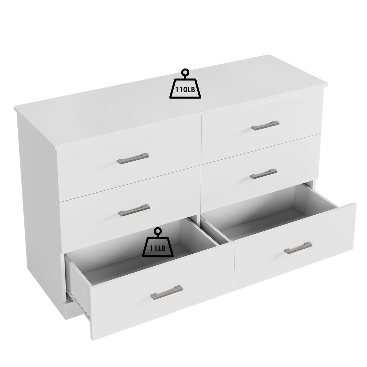 White 6 Drawer Wood Dresser P19680