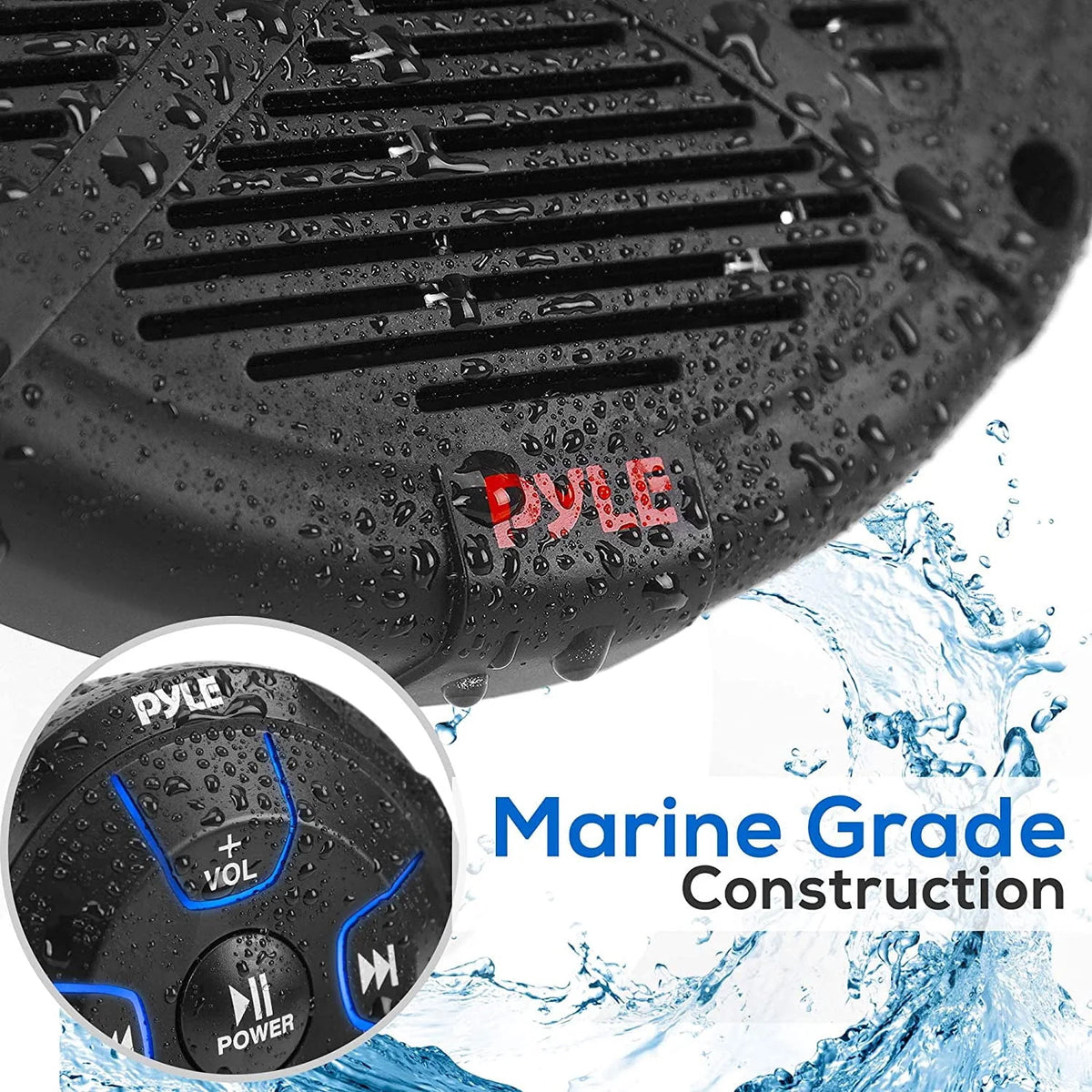 Black 6.5 Marine Speakers with Bluetooth Remote Control 2 Pack T40005