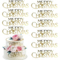 10 Pcs Mirror Gold Merry Christmas Cake Toppers Q336