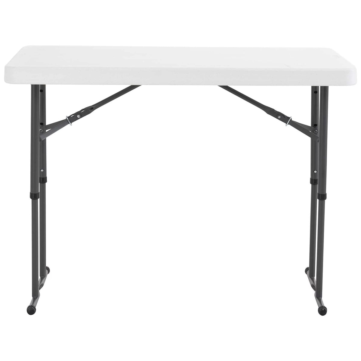 4 Foot Adjustable Folding Table White Granite Q987645
