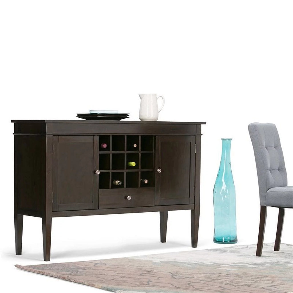 Brown Wood Sideboard Buffet Credenza and Wine Rack V5931