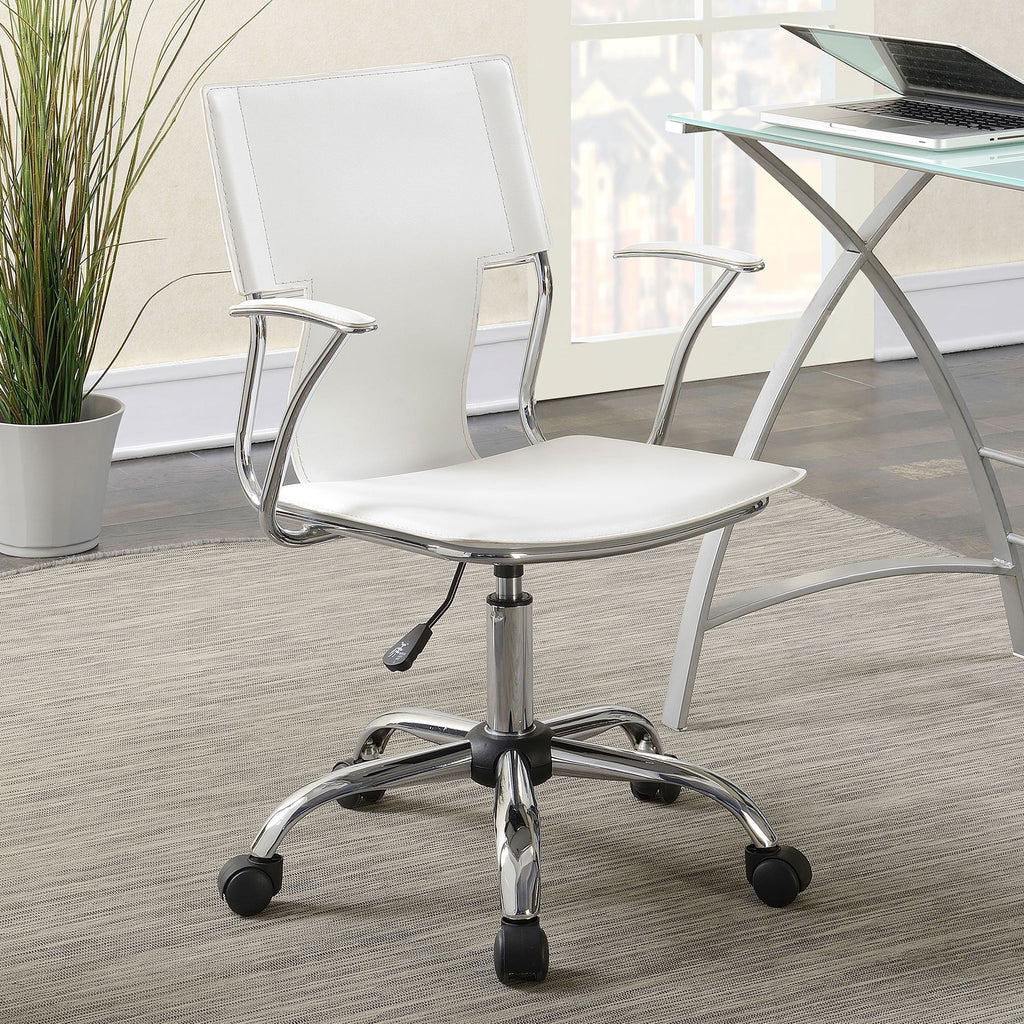 Adjustable Height Office Chair White and Chrome M6241