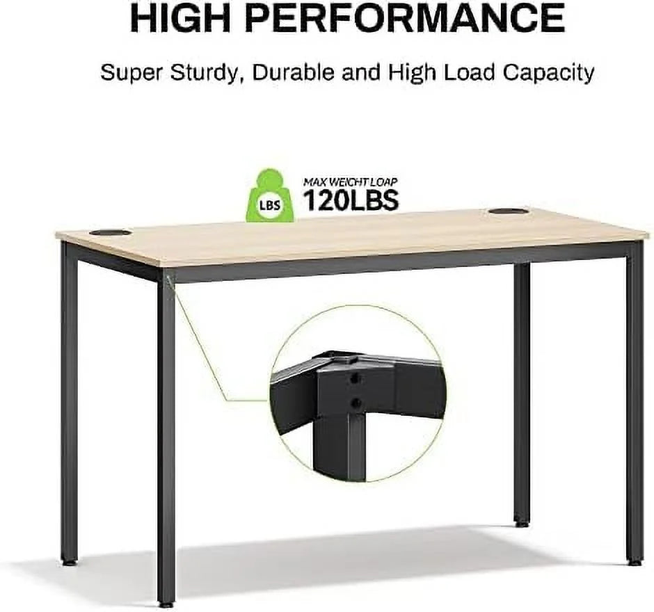 47 inch Teak Computer Desk with Black Metal Frame X574537