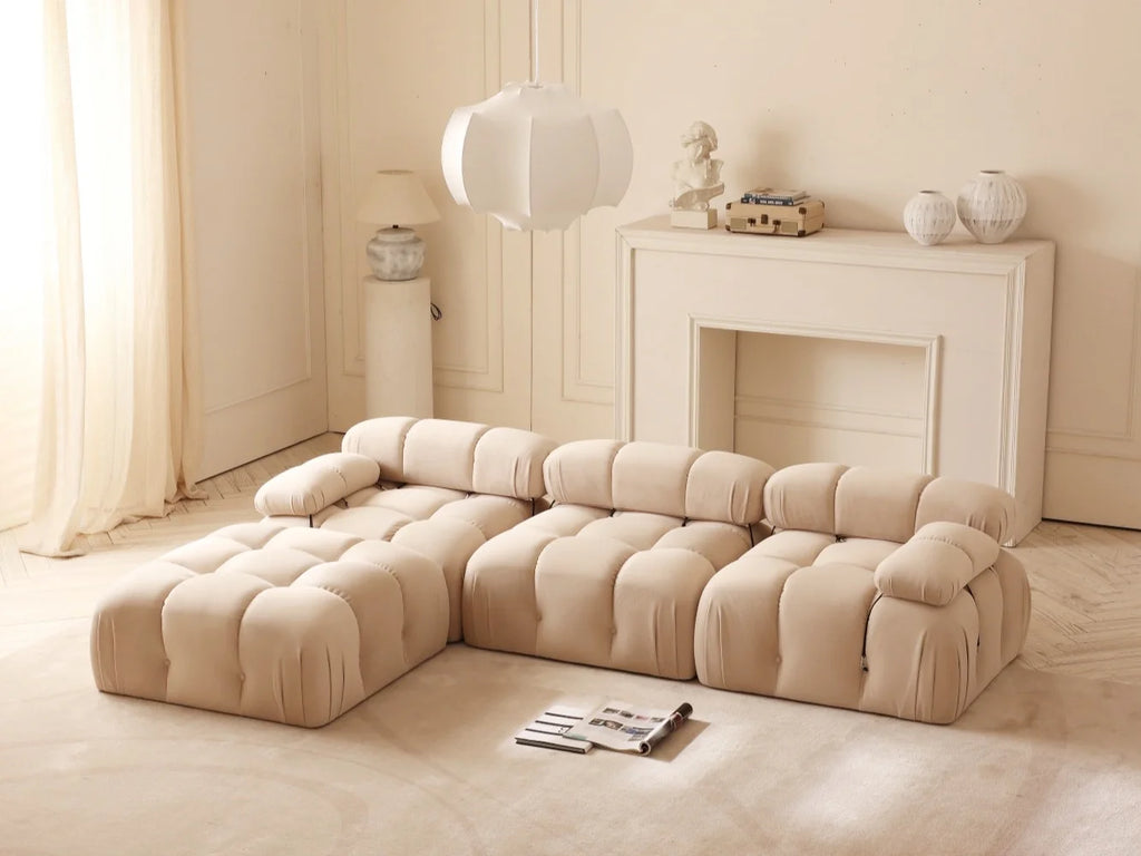 Tan Modular Sectional Sofa with Ottoman Z247