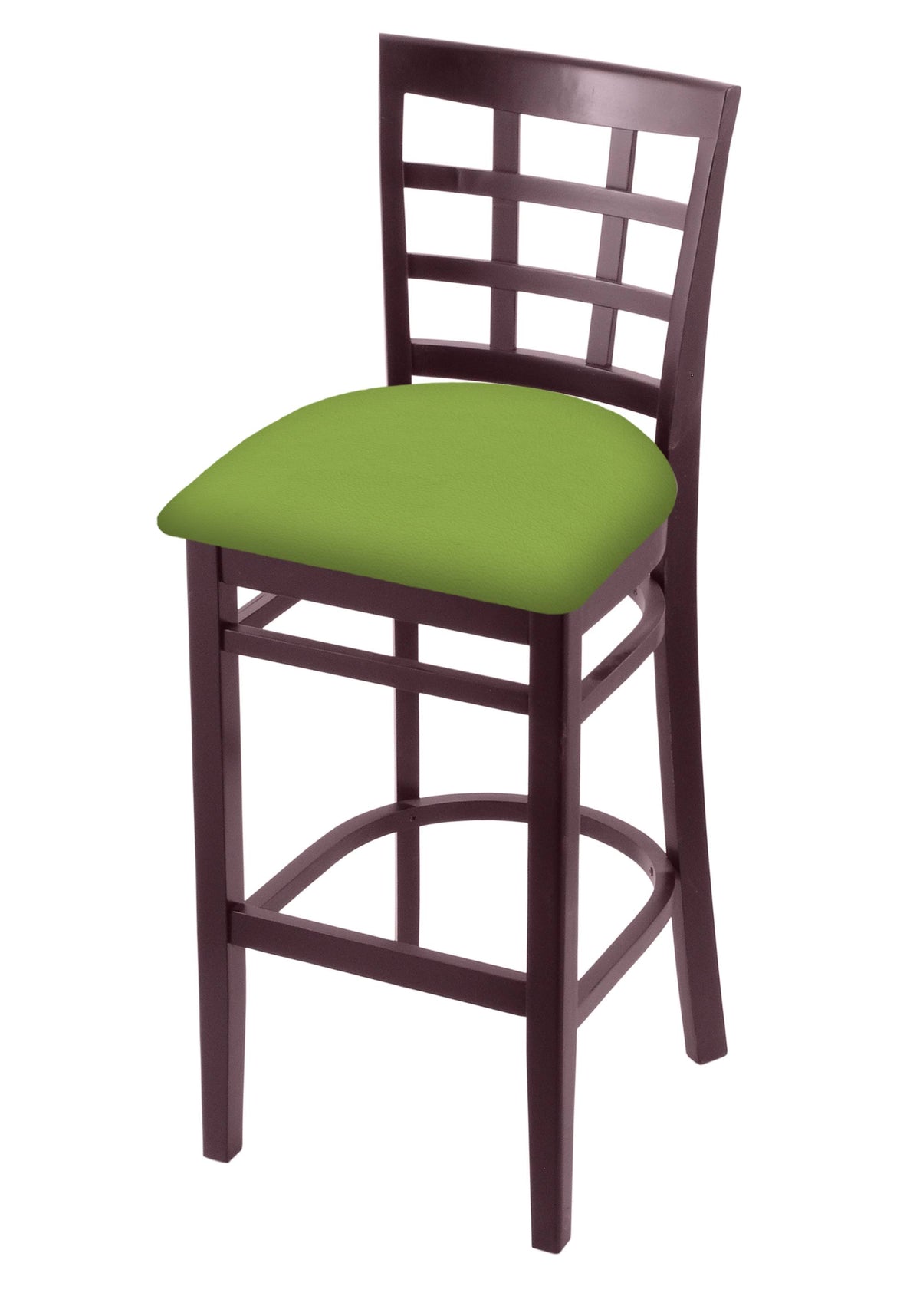 30x22 Bar Stool with Dark Cherry Finish and Kiwi Green Seat L68672