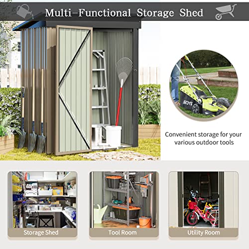 Metal Outdoor Storage Shed 5FT x 3FT Brown G887