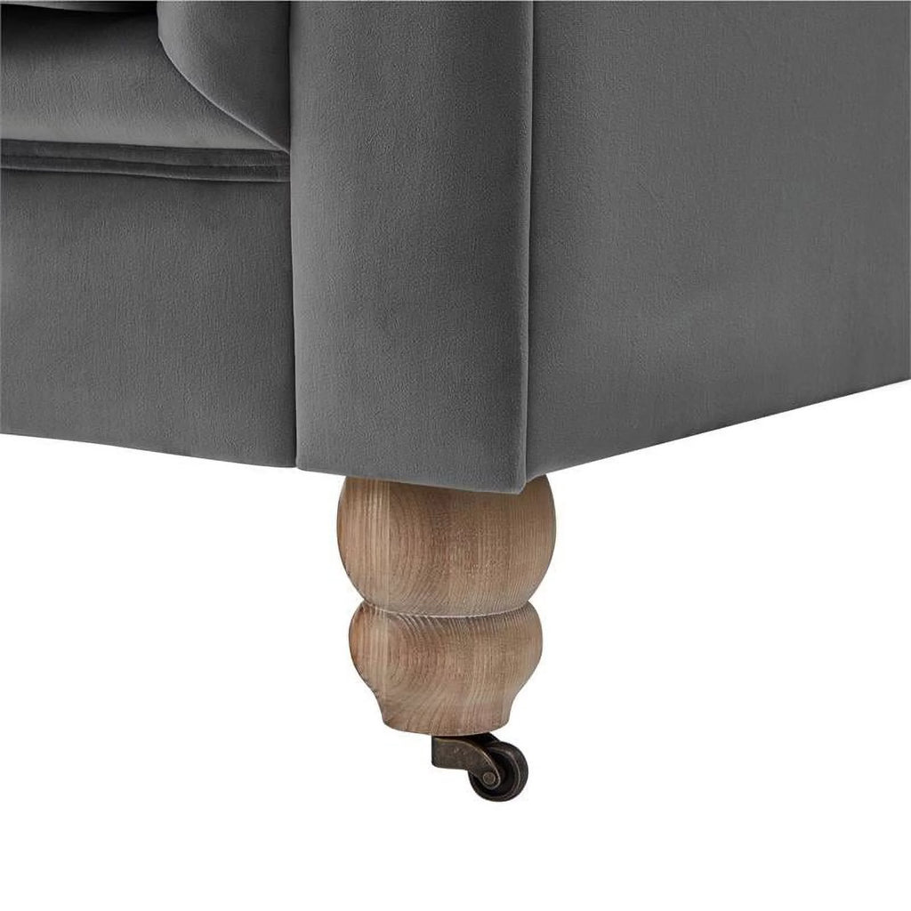 Dark Gray Velvet Button Tufted Club Chair Z207