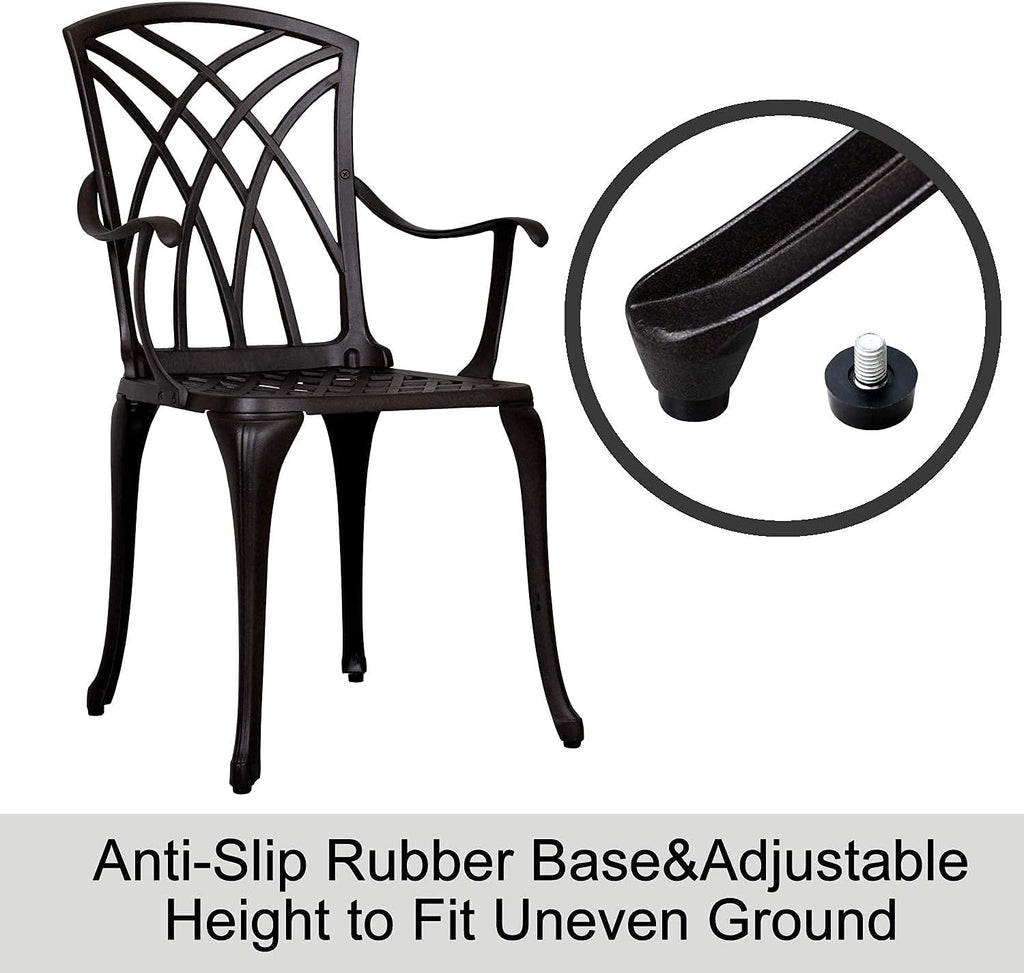 3 Piece Cast Aluminum Patio Bistro Set with Umbrella Hole U62789