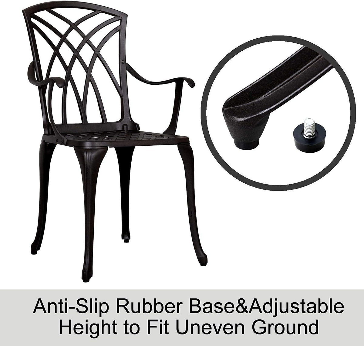 3 Piece Cast Aluminum Patio Bistro Set with Umbrella Hole U62789