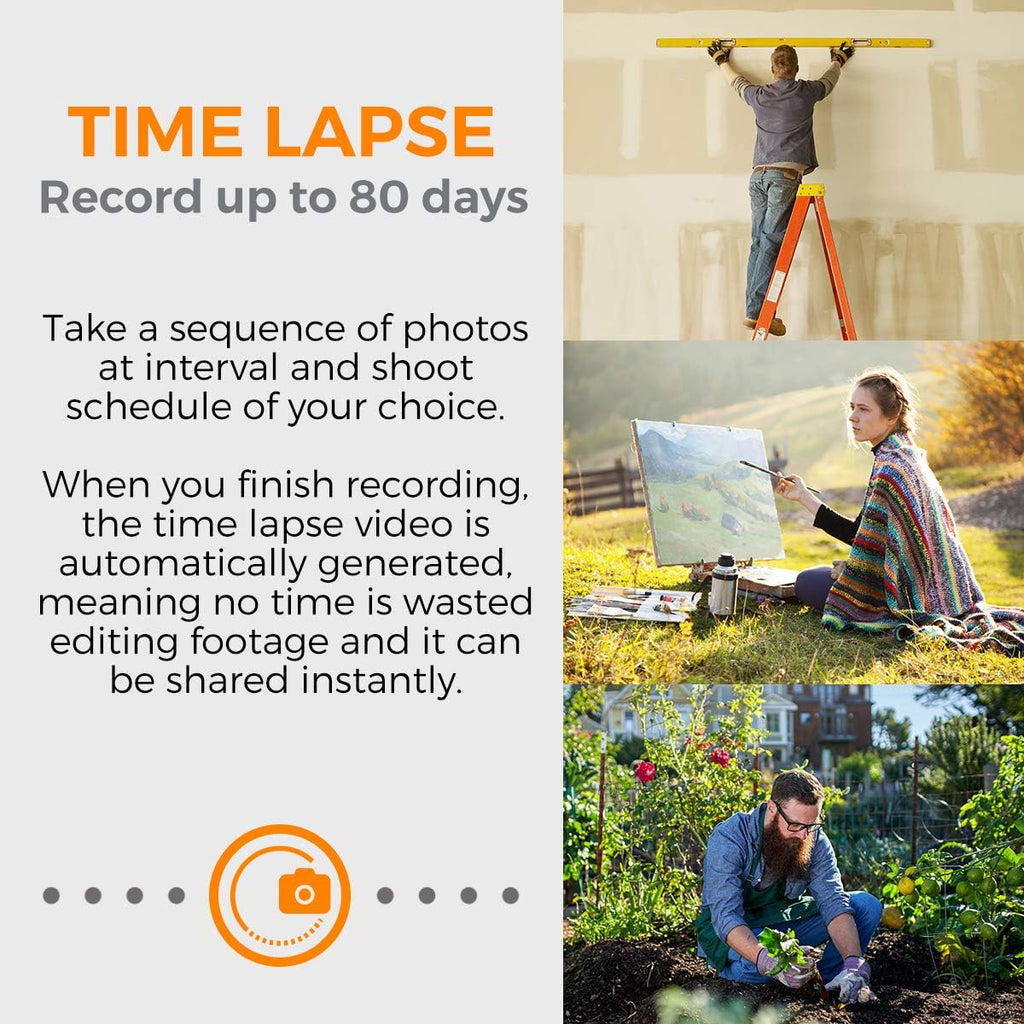 Time Lapse Camera with Clamp and Water-Resistant Case, 720P 2-Pack E149