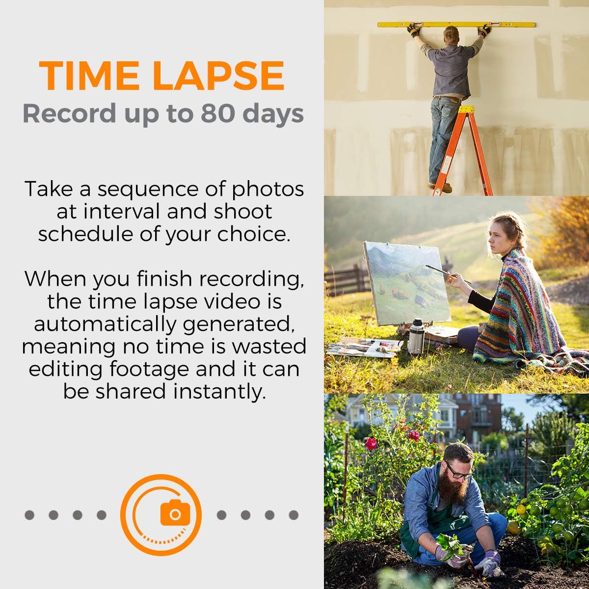 Time Lapse Camera with Clamp and Water-Resistant Case, 720P 2-Pack E149