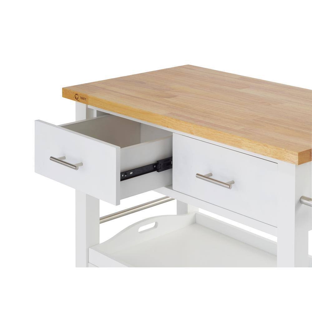 White Wood Kitchen Cart with Drawers K75021