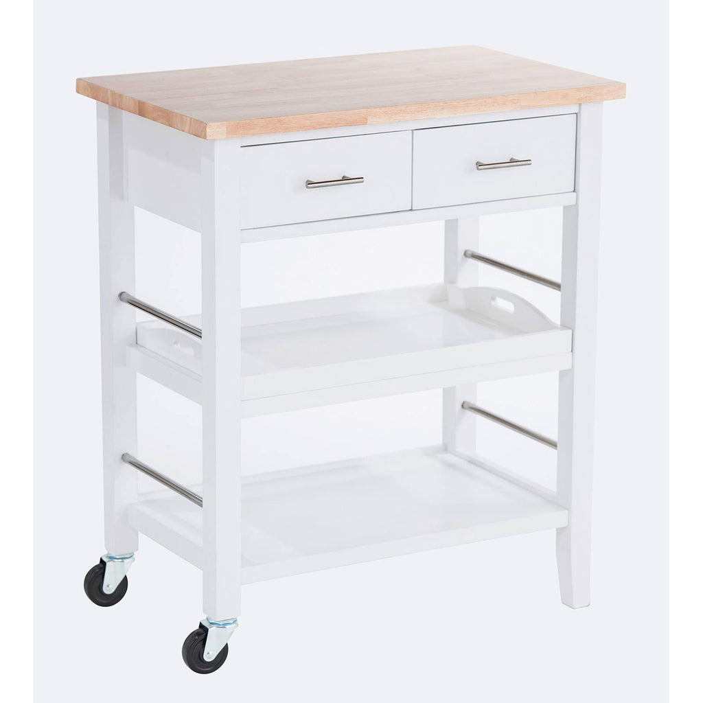 White Wood Kitchen Cart with Drawers K75021