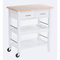 White Wood Kitchen Cart with Drawers K75021