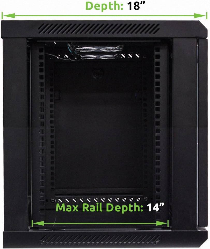 9U 19-Inch Server Network Rack with Locking Glass Door Black F6753