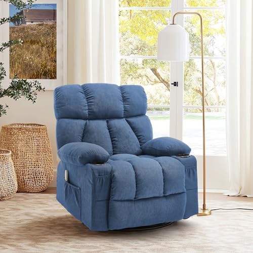 Grey Massage Rocker Recliner Chair with Heat and Vibration U9993