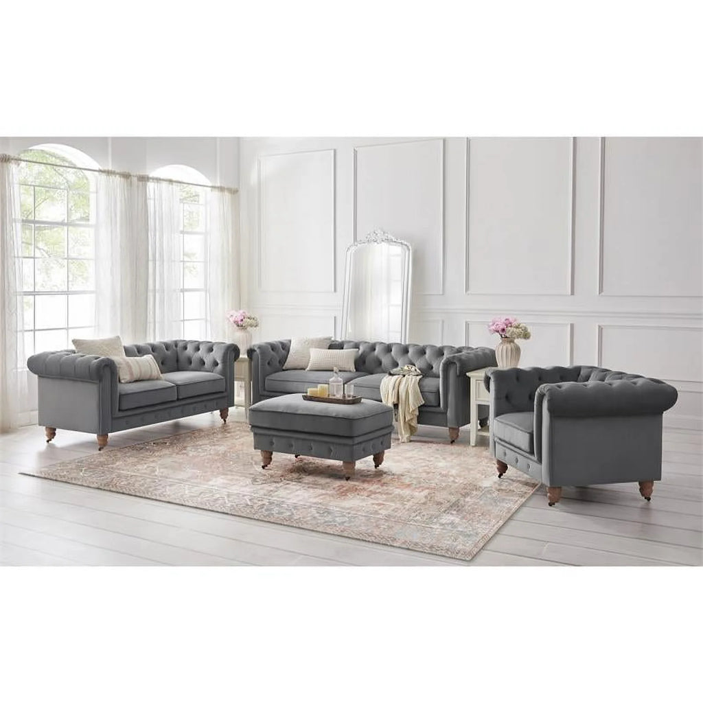 Dark Gray Velvet Button Tufted Club Chair Z207