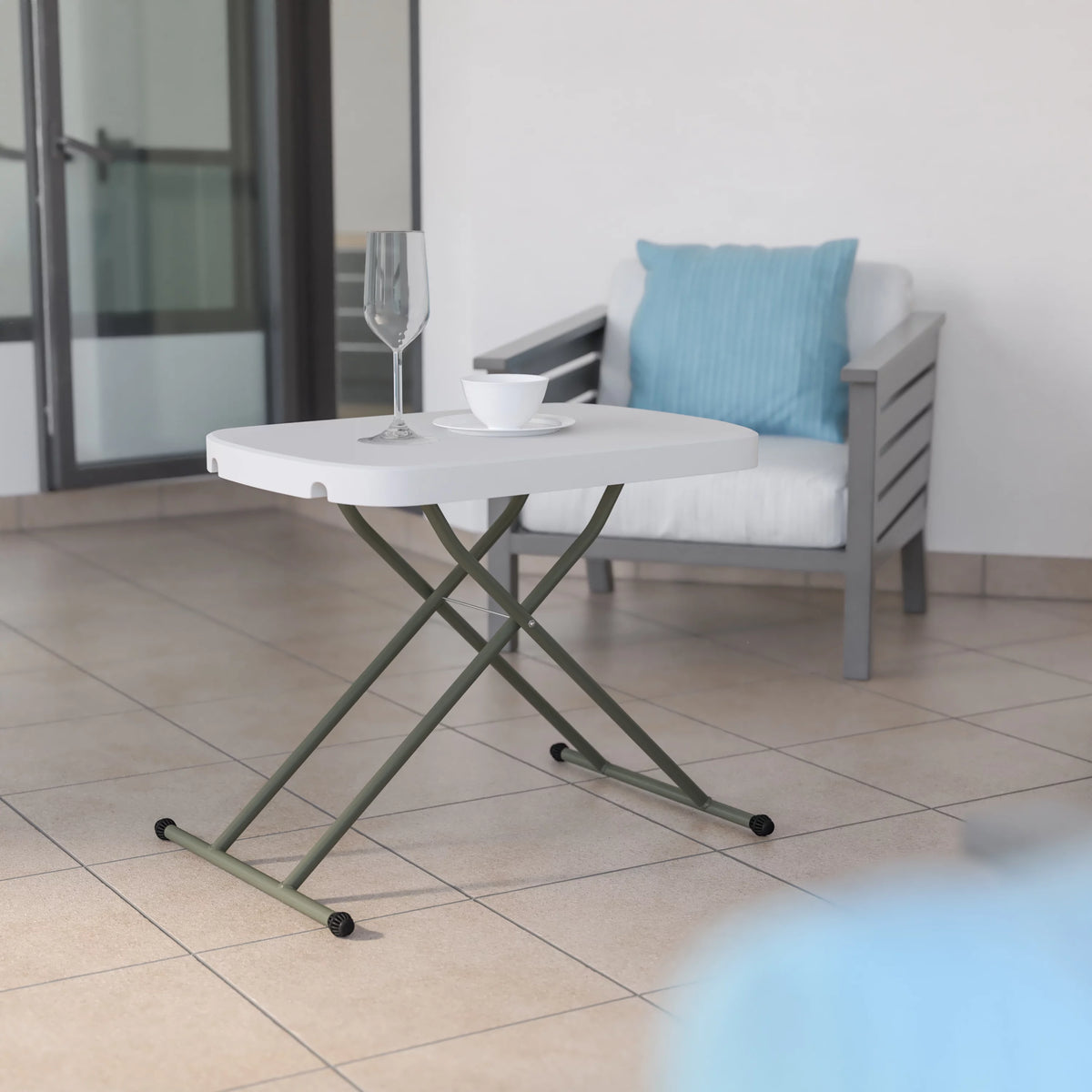 26 Inch Granite White Plastic Folding Table O625944