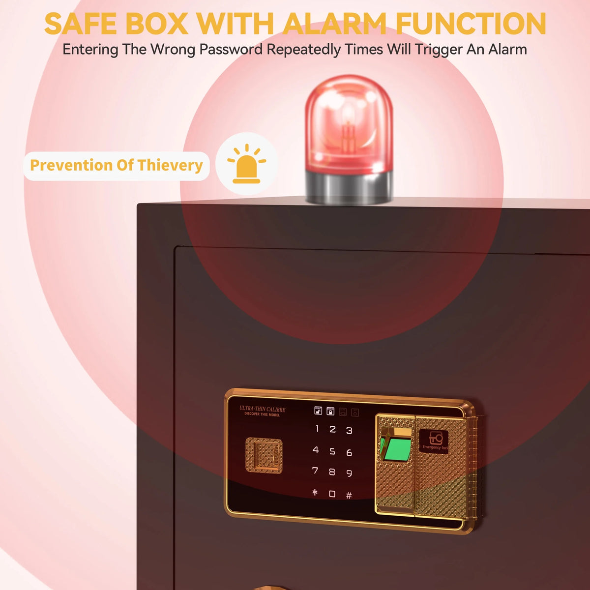 Large Black Fingerprint Safe Box with Digital Keypad and Adjustable Shelves P79716