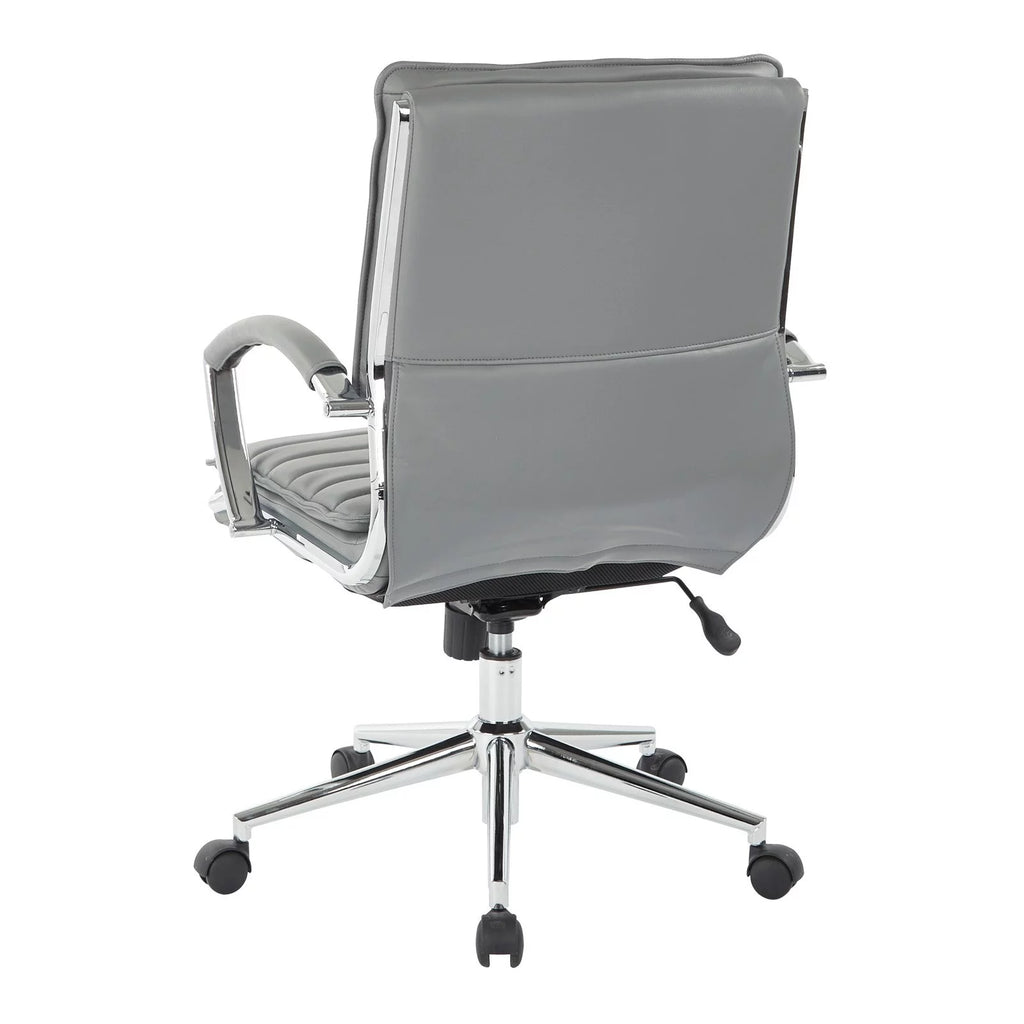 White Faux Leather Mid Back Manager's Chair with Chrome Base U9619