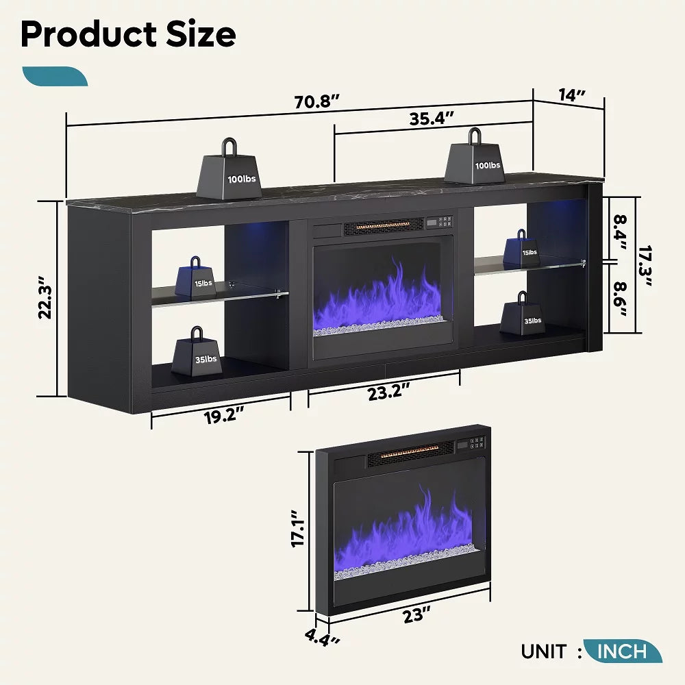 Wash Grey Electric Fireplace TV Stand H5736