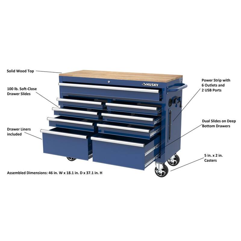 46 in. Gloss Blue Mobile Workbench Cabinet N8117