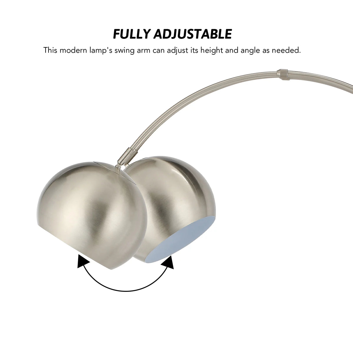 Modern Arc Floor Lamp with Rotatable Hanging Shade, Adjustable Nickel Reading Light with Marble Base, 70 Inch A34823