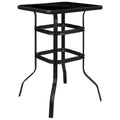 Black Tempered Glass Metal Patio Bar Table E374377