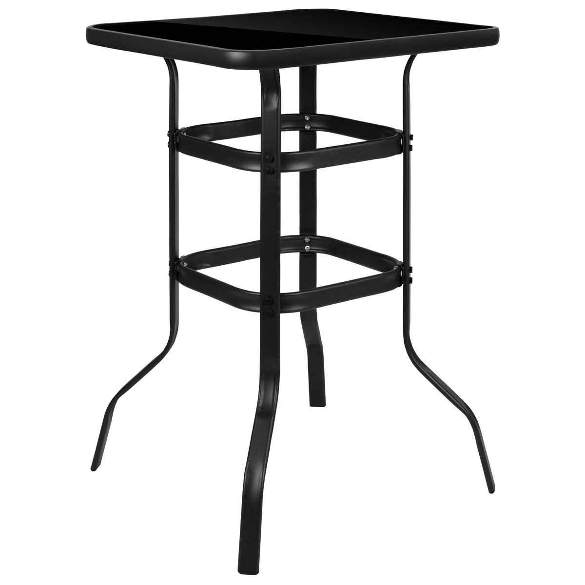 Black Tempered Glass Metal Patio Bar Table E374377