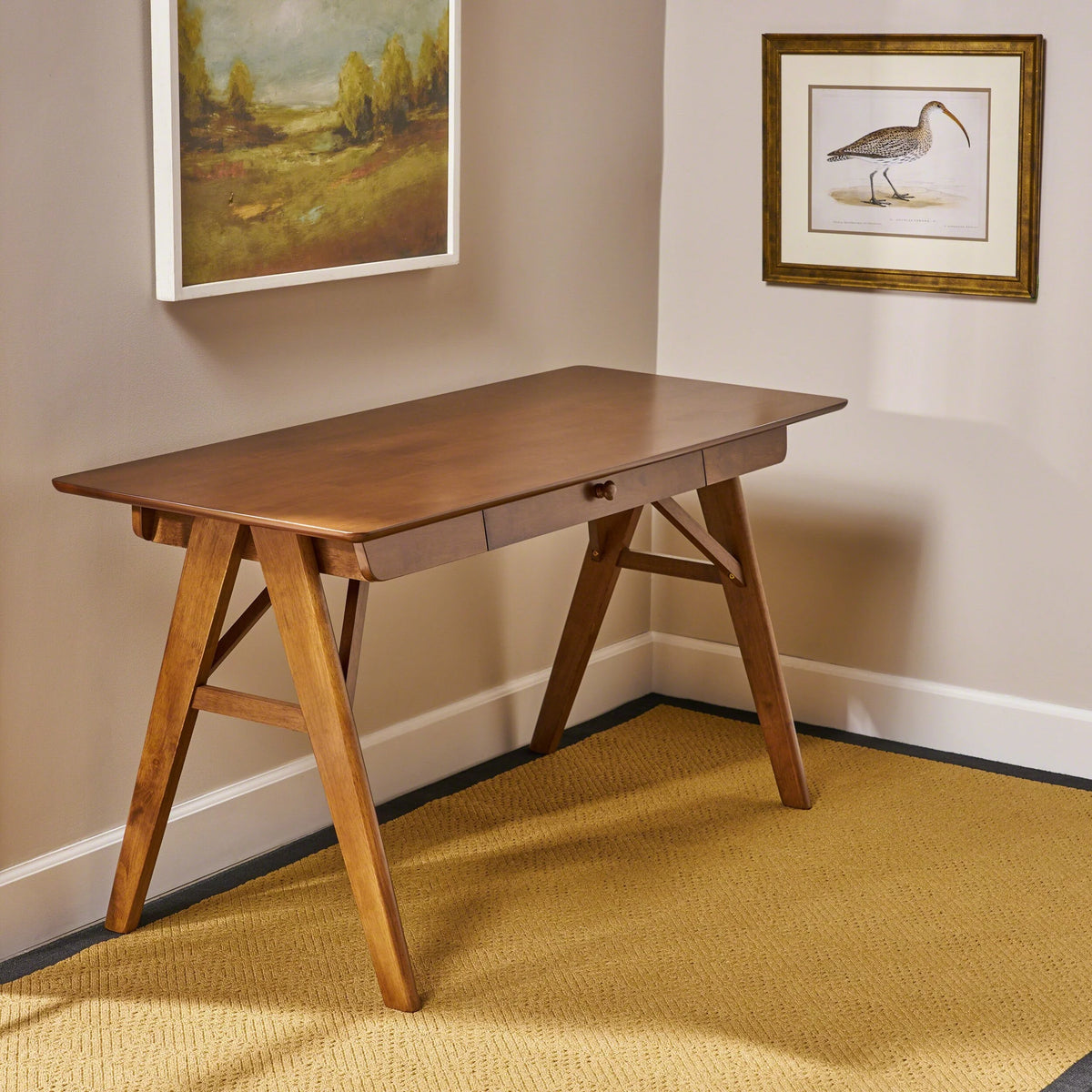 Modern Faux Wood Desk with Veneer O207496