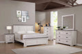 Antique White Brown 5pc King Size Panel Bed Dresser Mirror Nightstand Bedroom Set O793