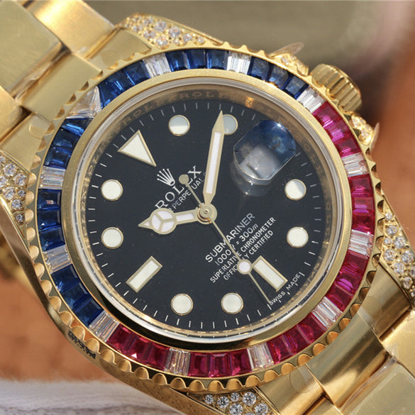 Golden Blue Red Diamond Black Dial 40mm N1938