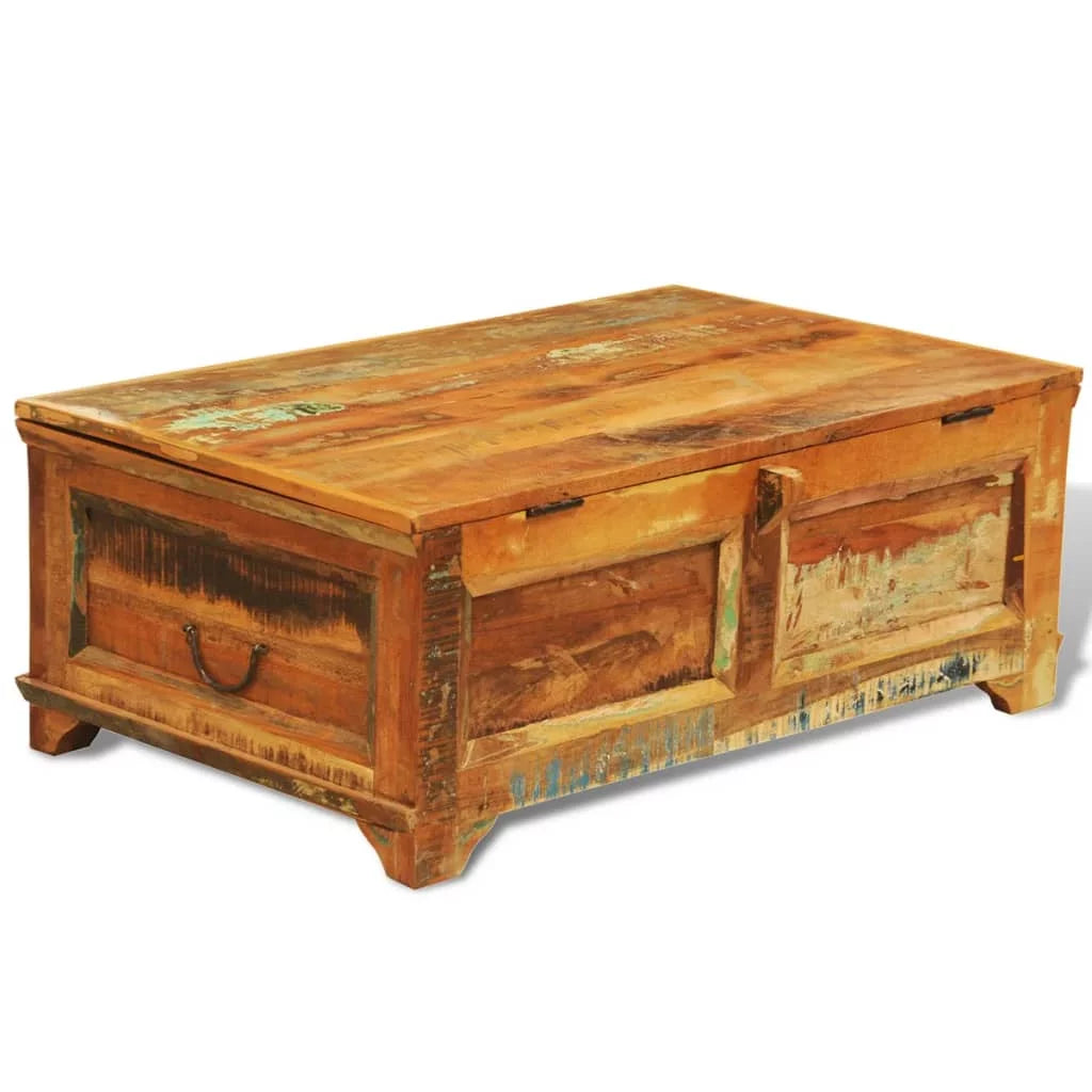 Vintage Reclaimed Wood Coffee Table with Storage S540