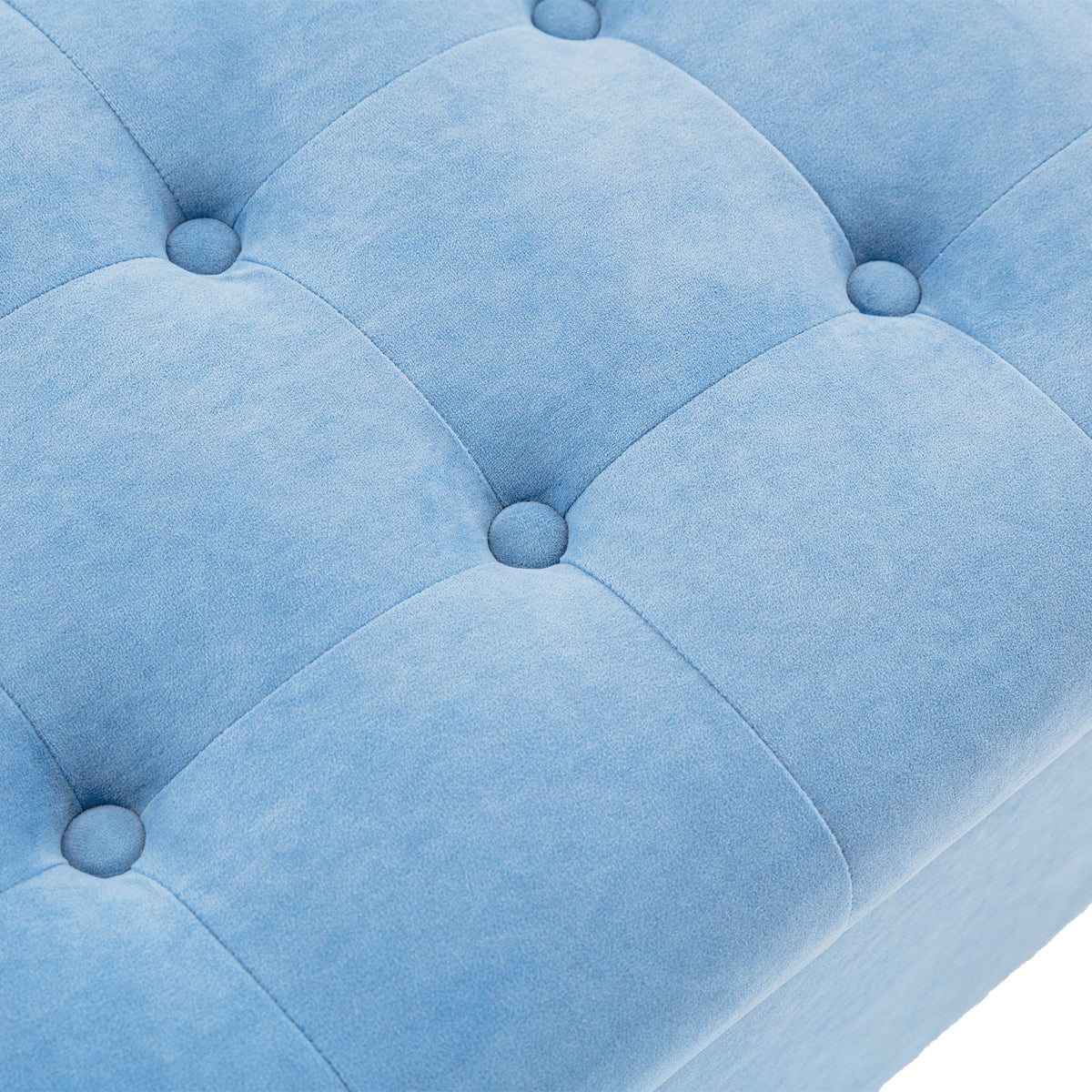 Light Blue Linen Fabric Storage Ottoman Bench K48172