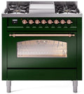 36 Dual Fuel Natural Gas Range Emerald Green Copper Trim P42705