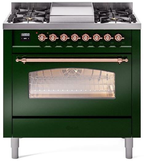 36 Dual Fuel Natural Gas Range Emerald Green Copper Trim P42705