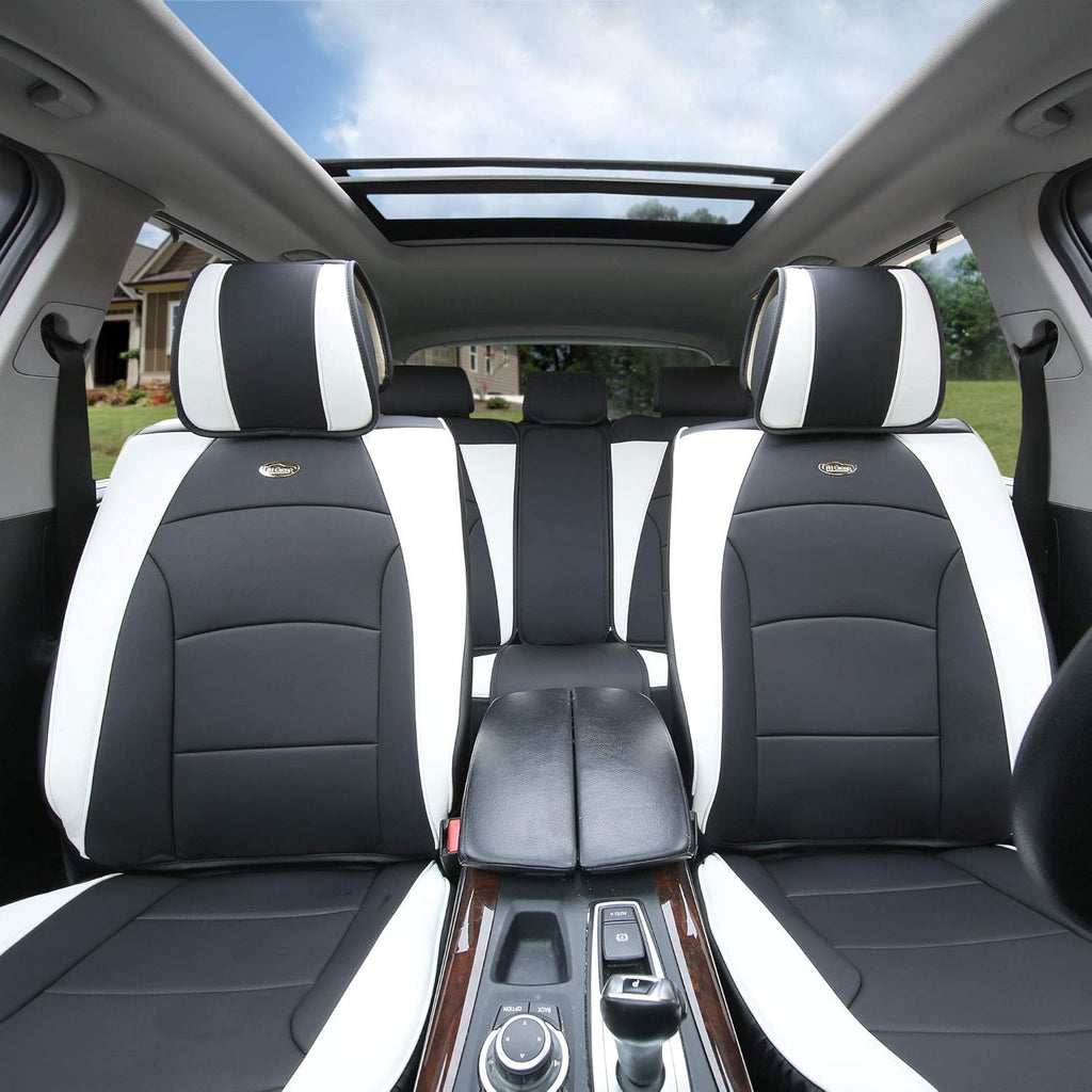 Faux Leather Full Set Car Seat Covers Blue/Black E73075