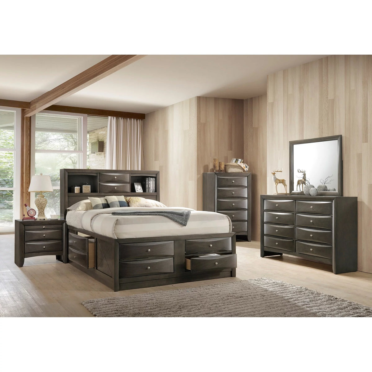 Queen Size 6pc Solid Wood Bedroom Set A6190