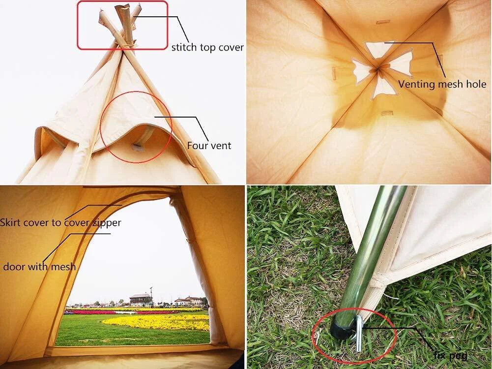 Cotton Canvas 2-3 Person Bell Tent with Double Door G15410