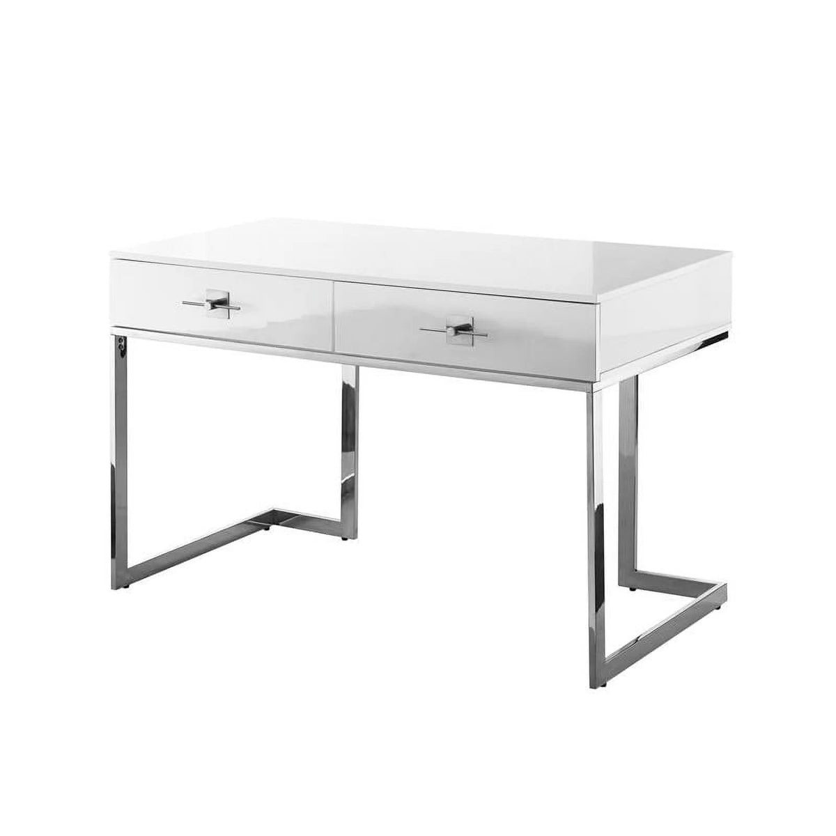 White 2-Drawers Stainless Steel Base Bedroom Vanity F4553