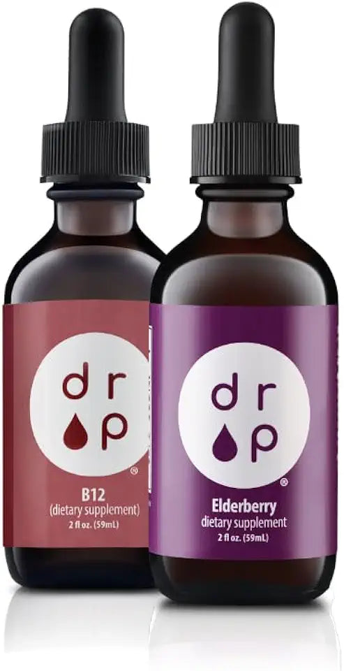 Liquid Elderberry Drops and Vitamin B12 Drops Bundle Q658