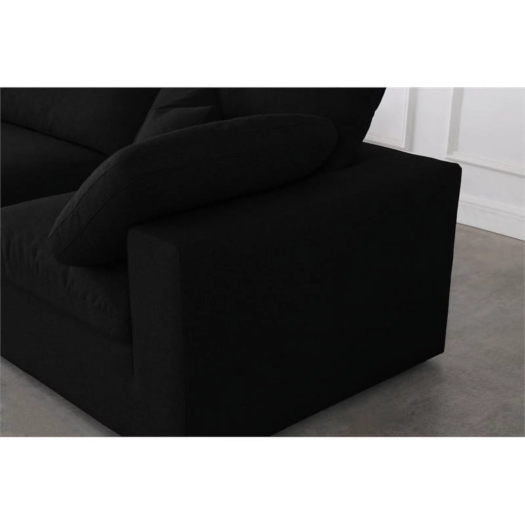Black Linen Fabric Modular Sectional M356360
