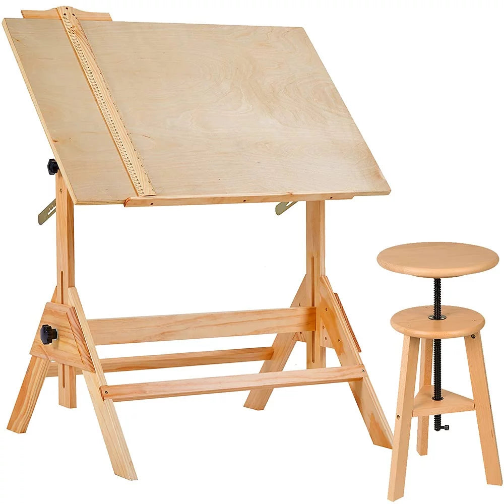 Solid Wood Drafting Table with Adjustable Angle Top W2271