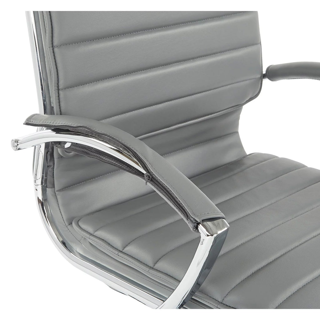 White Faux Leather Mid Back Manager's Chair with Chrome Base U9619