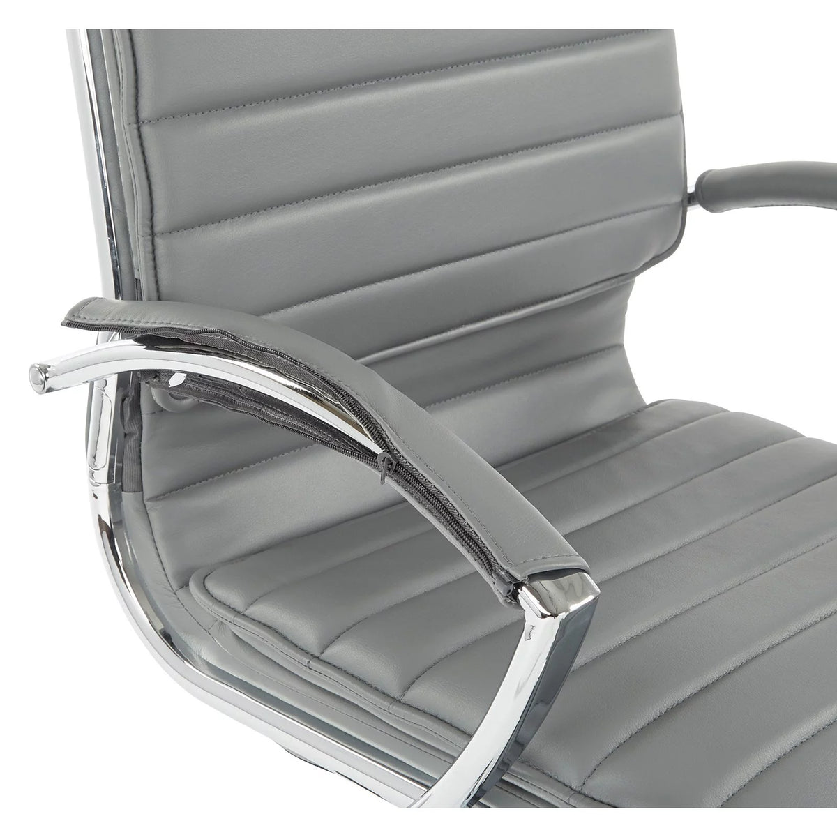 White Faux Leather Mid Back Manager's Chair with Chrome Base U9619