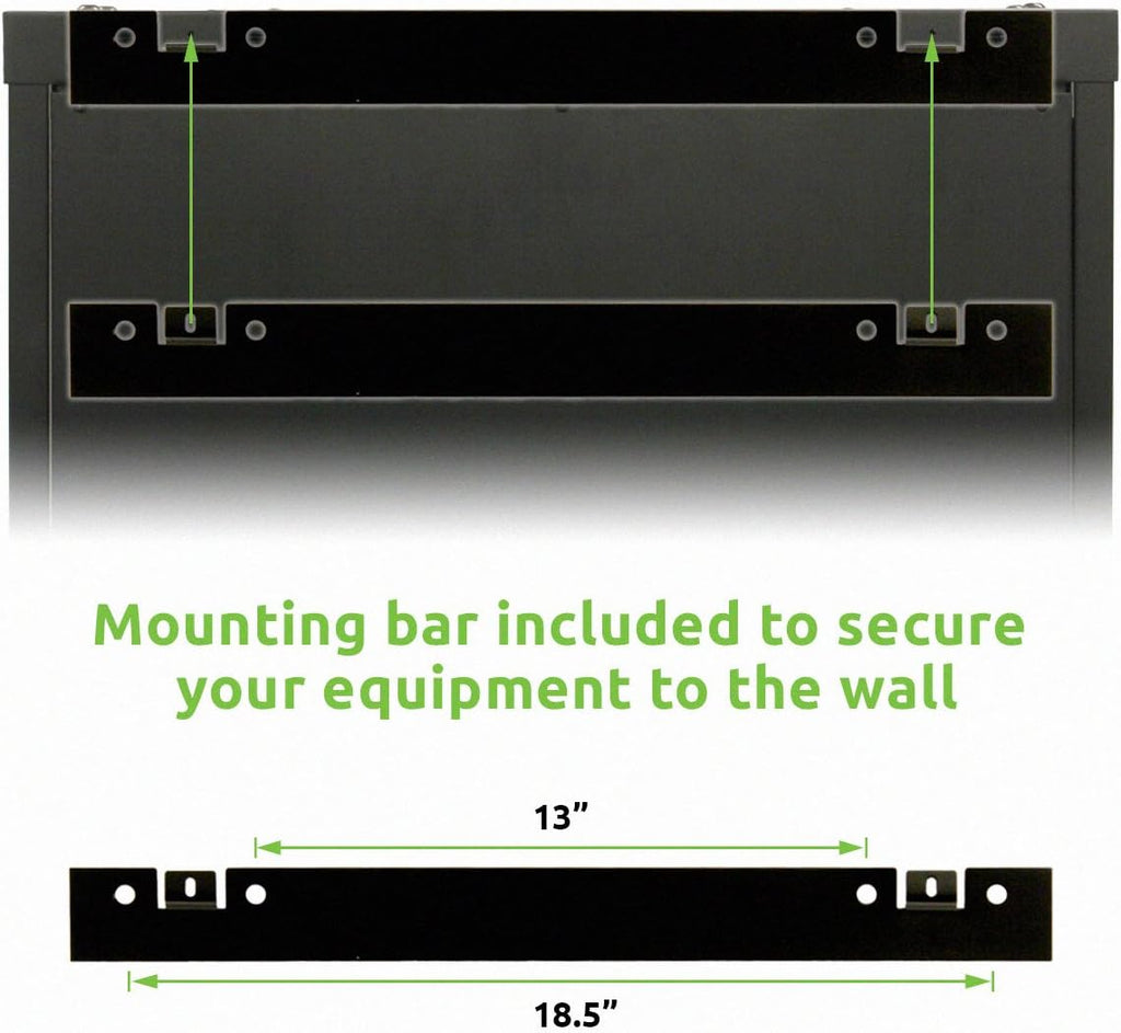 9U 19-Inch Server Network Rack with Locking Glass Door Black F6753